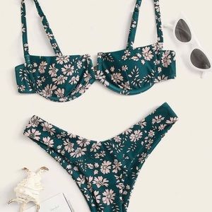 Teal Floral Bikini